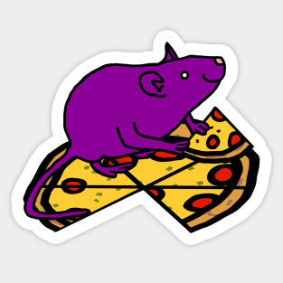 Hungry Purple Rat with Pizza Sticker